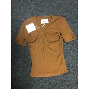New Pistola Top Brown Small Avalon O Ring Blouse Ribbed Auburn Revolve